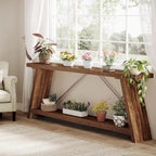 Table Console/Canapé en Bois Rustique de 70,9 Pouces de Long avec Étagère de Rangement