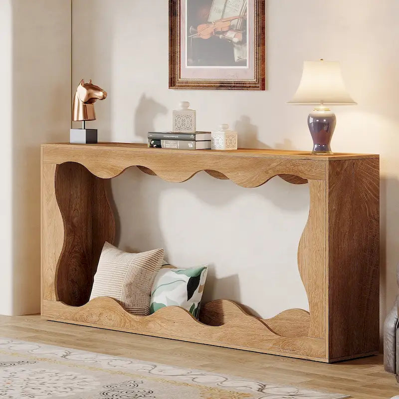 Console en bois à 2 niveaux pour entrée et salon