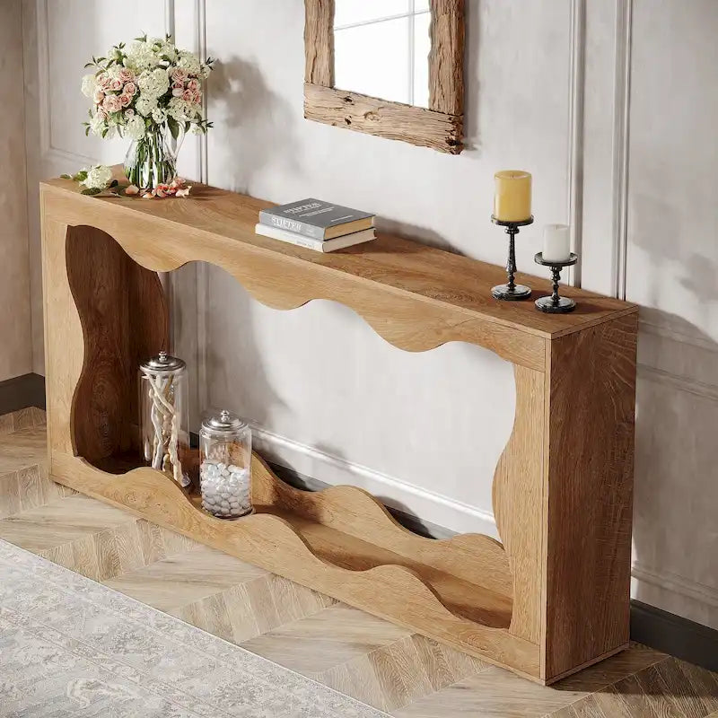 Console en bois à 2 niveaux pour entrée et salon