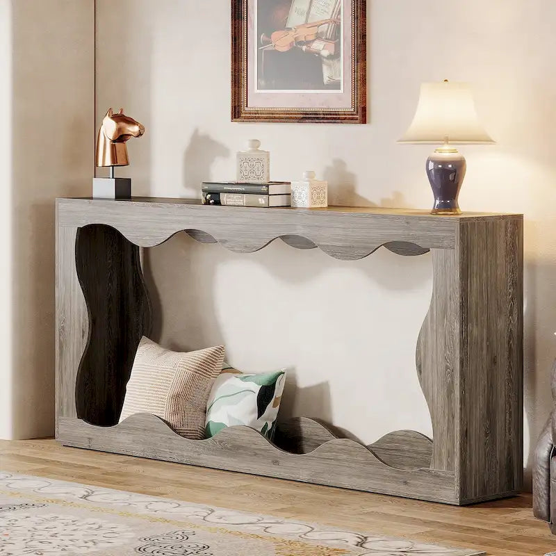 Console en bois à 2 niveaux pour entrée et salon