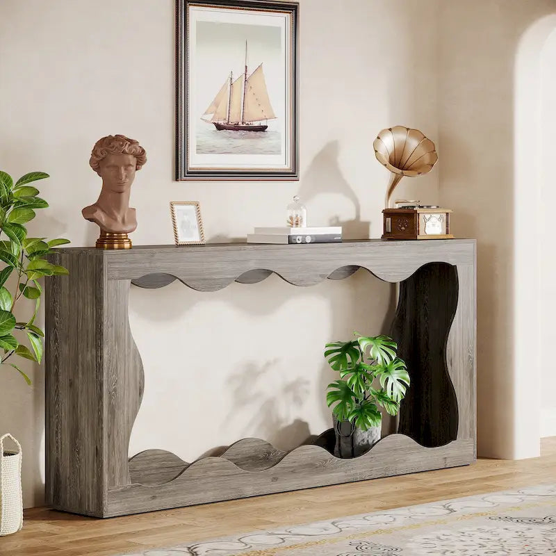 Console en bois à 2 niveaux pour entrée et salon