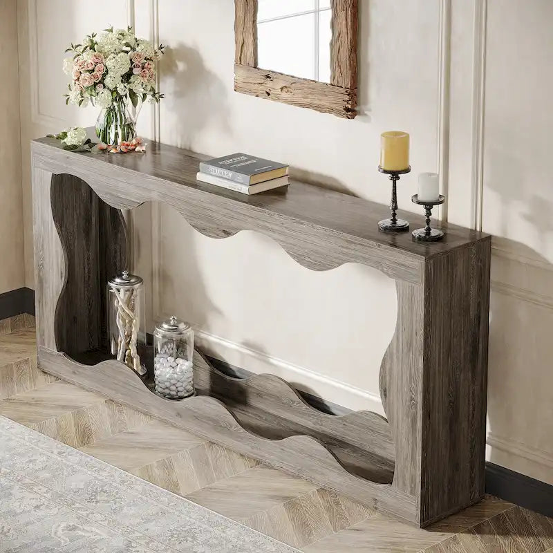 Console en bois à 2 niveaux pour entrée et salon