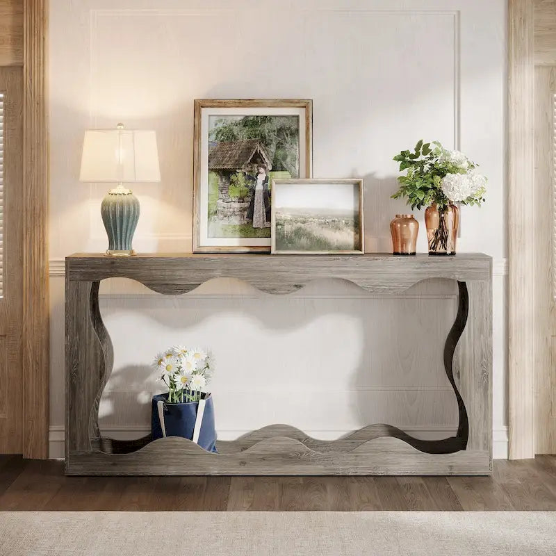 Console en bois à 2 niveaux pour entrée et salon