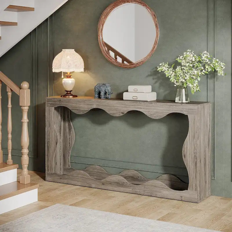 Console en bois à 2 niveaux pour entrée et salon