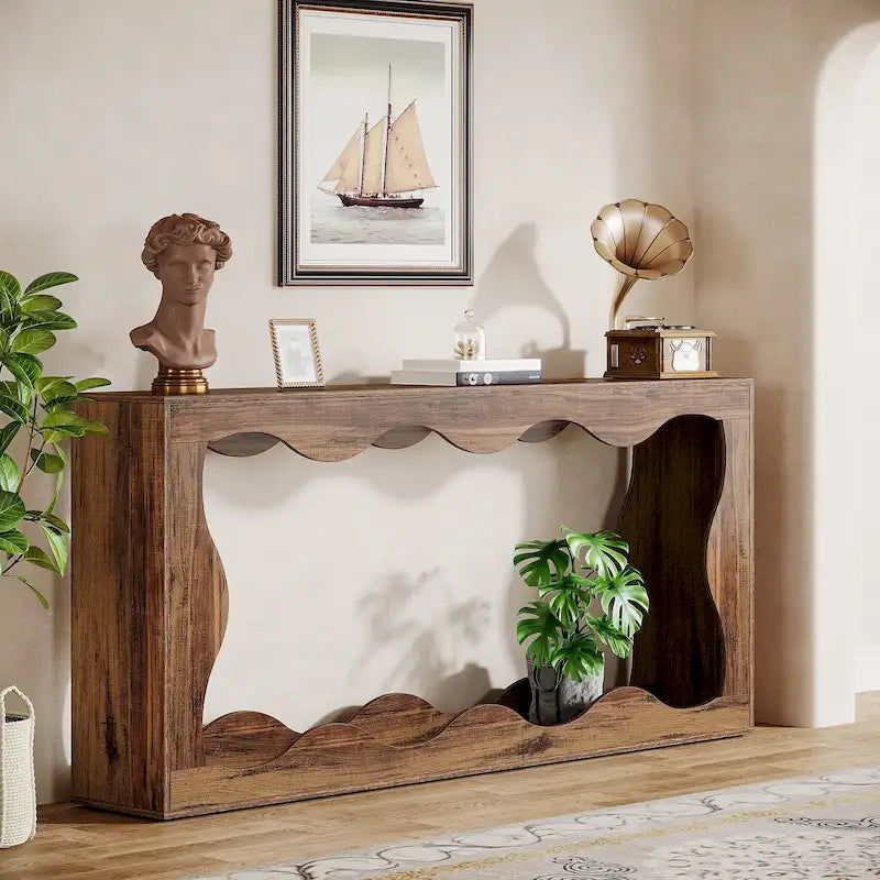 Console en bois à 2 niveaux pour entrée et salon