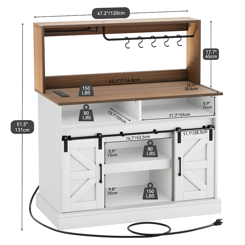 Meuble Bar à Café de Ferme - 15,1P x 47,2L x 51,5H