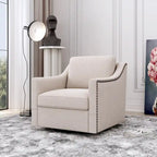Fauteuil pivotant à 360 degrés en coton et lin Tissu agréable pour la peau Conception ergonomique