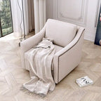 Fauteuil pivotant à 360 degrés en coton et lin Tissu agréable pour la peau Conception ergonomique
