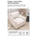 Fauteuil pivotant à 360 degrés en coton et lin Tissu agréable pour la peau Conception ergonomique