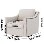 Fauteuil pivotant à 360 degrés en coton et lin Tissu agréable pour la peau Conception ergonomique