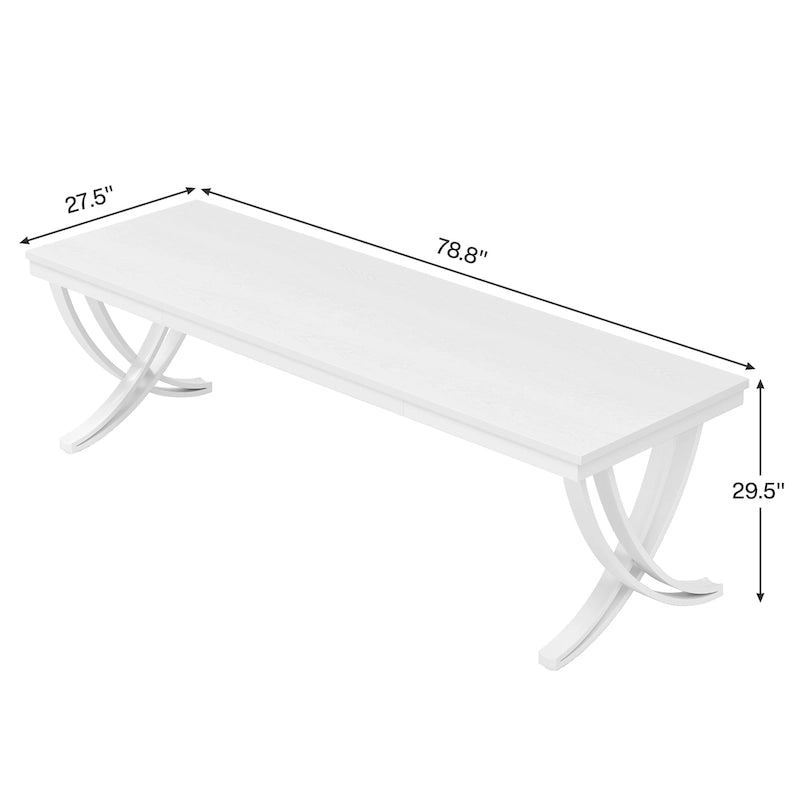 Table à manger rectangulaire 6-8 personnes, grande table de cuisine en bois de 198 cm style ferme