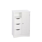 Meuble de rangement pour salle de bain et buanderie à porte unique avec 3 tiroirs, étagère ouverte et réglable