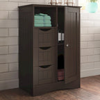 Meuble de rangement pour salle de bain et buanderie à porte unique avec 3 tiroirs, étagère ouverte et réglable