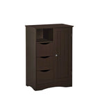 Meuble de rangement pour salle de bain et buanderie à porte unique avec 3 tiroirs, étagère ouverte et réglable