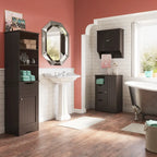 Meuble de rangement pour salle de bain et buanderie à porte unique avec 3 tiroirs, étagère ouverte et réglable