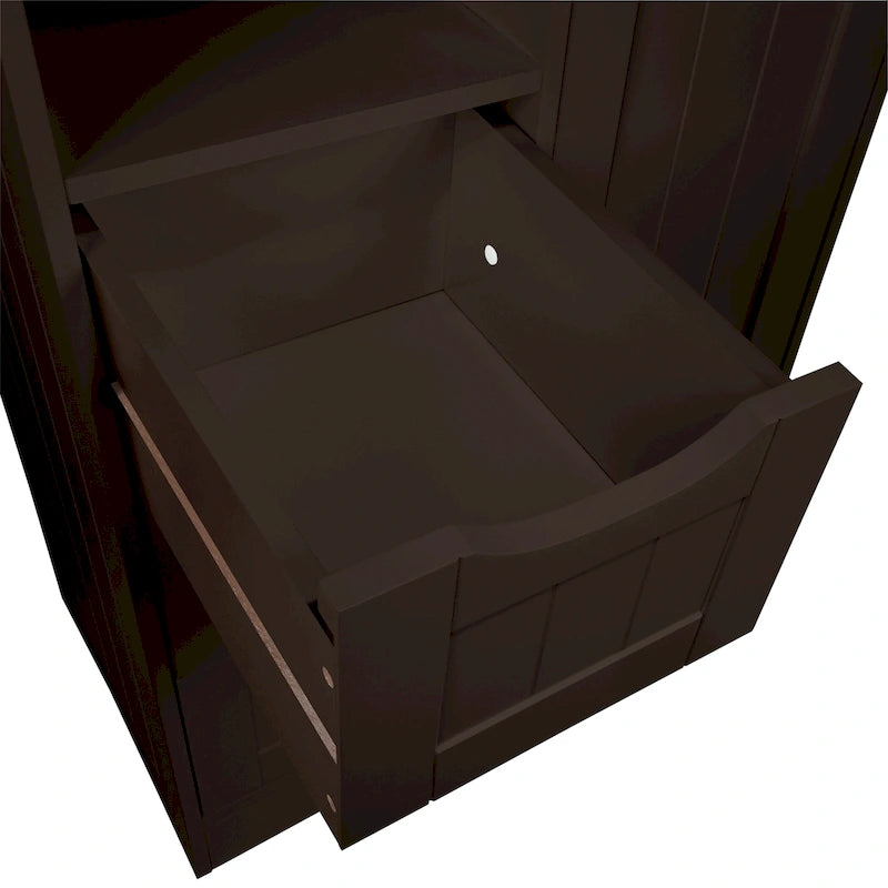 Meuble de rangement pour salle de bain et buanderie à porte unique avec 3 tiroirs, étagère ouverte et réglable