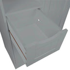 Meuble de rangement pour salle de bain et buanderie à porte unique avec 3 tiroirs, étagère ouverte et réglable