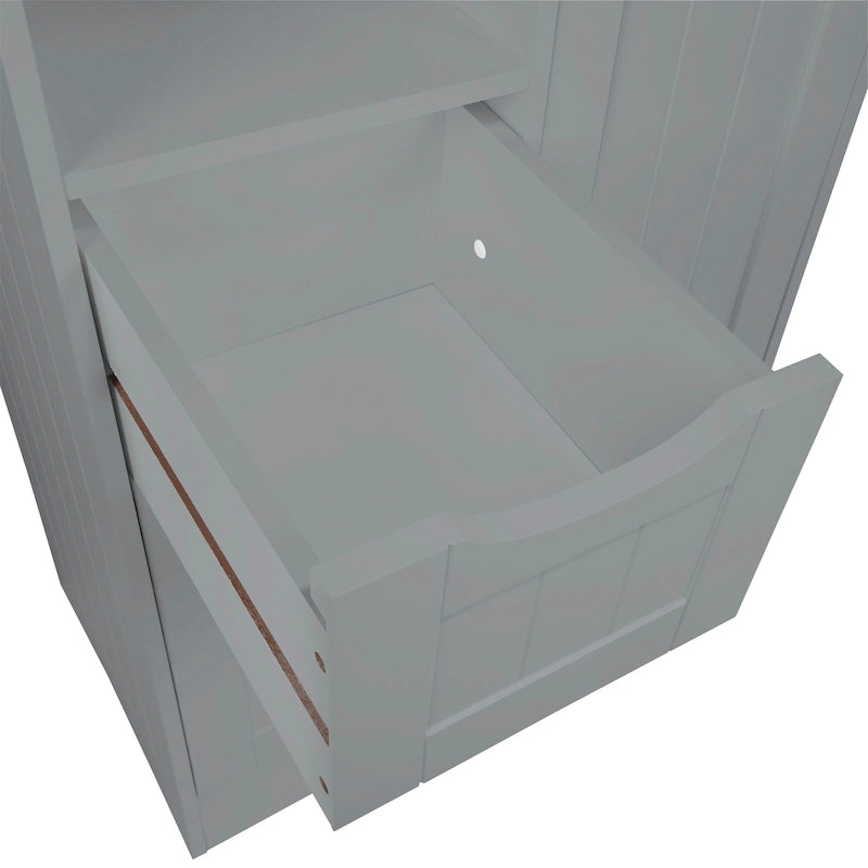 Meuble de rangement pour salle de bain et buanderie à porte unique avec 3 tiroirs, étagère ouverte et réglable