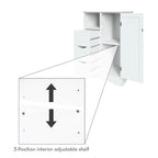 Meuble de rangement pour salle de bain et buanderie à porte unique avec 3 tiroirs, étagère ouverte et réglable