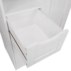 Meuble de rangement pour salle de bain et buanderie à porte unique avec 3 tiroirs, étagère ouverte et réglable