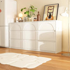 Commode de rangement blanche à 6 tiroirs pour chambre, salle à manger et cuisine