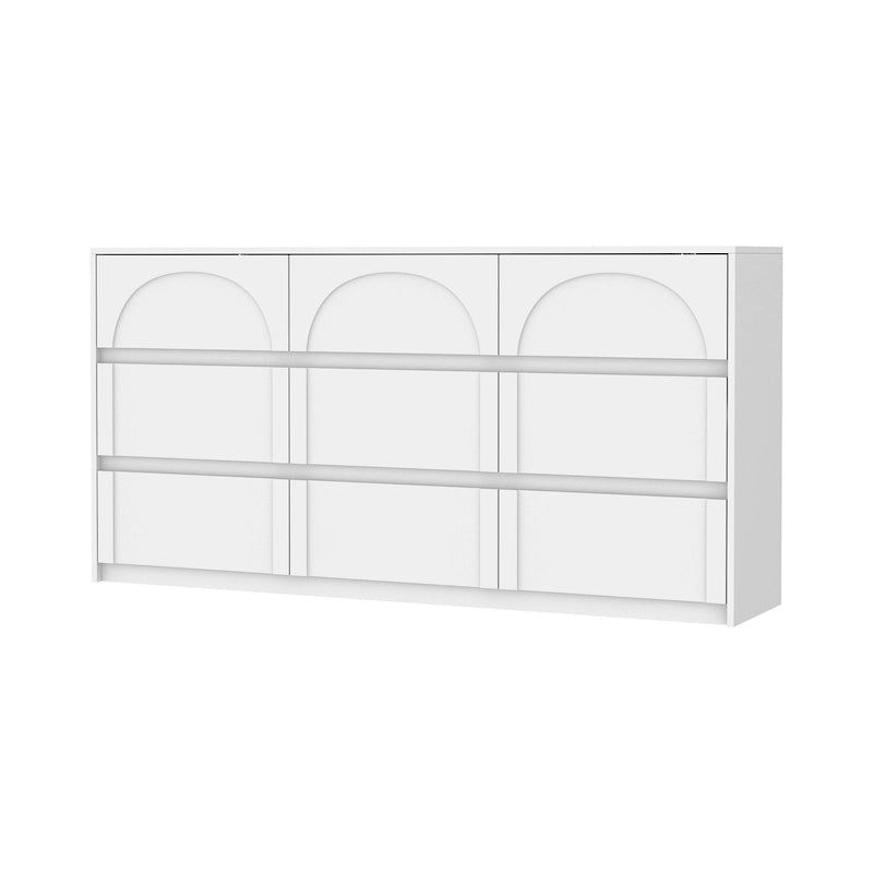 Commode de rangement blanche à 6 tiroirs pour chambre, salle à manger et cuisine