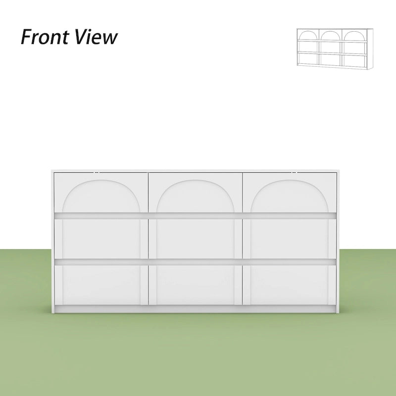 Commode de rangement blanche à 6 tiroirs pour chambre, salle à manger et cuisine